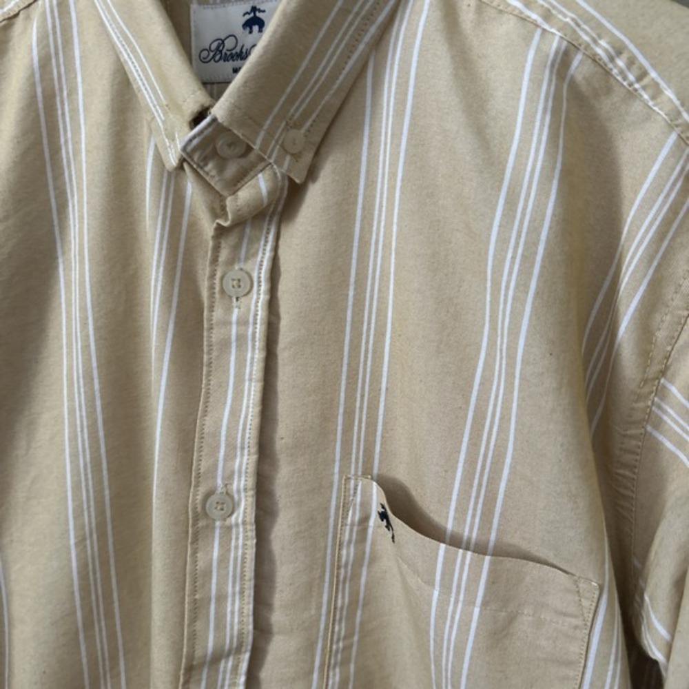 BROOKS BROTHERS Men's XL Long Sleeve Button Shirt Yellow Candy/Pencil Striped - Picture 3 of 7